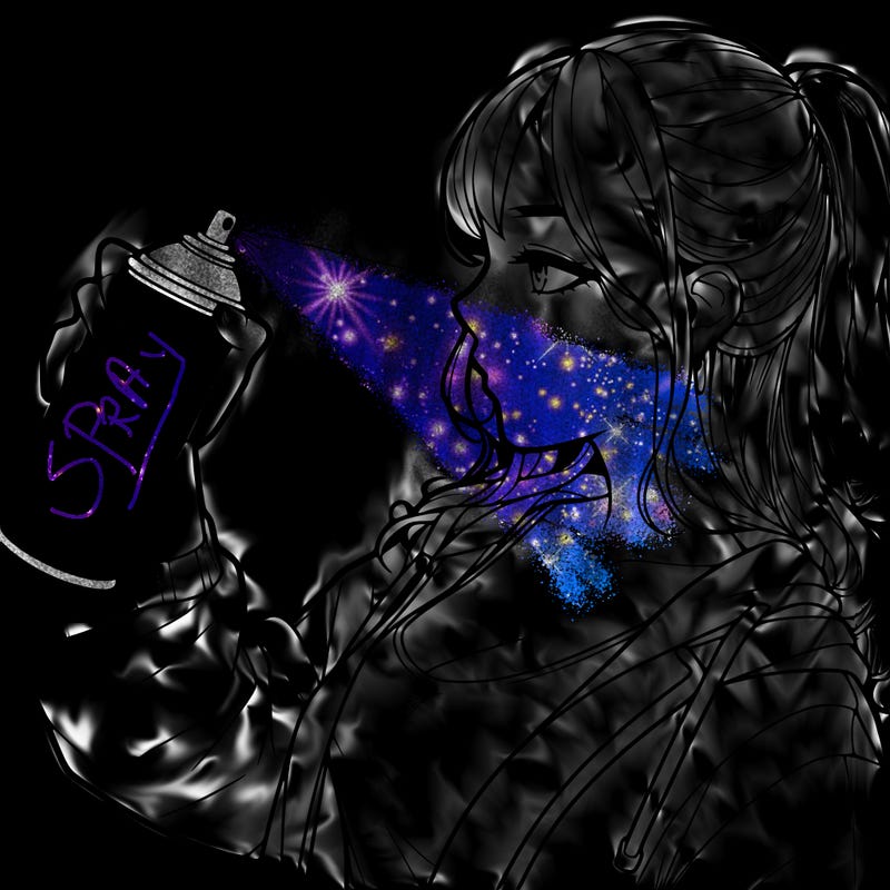 a realistic girl spray, painting