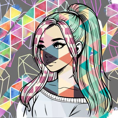 realistic girl with a high ponytail