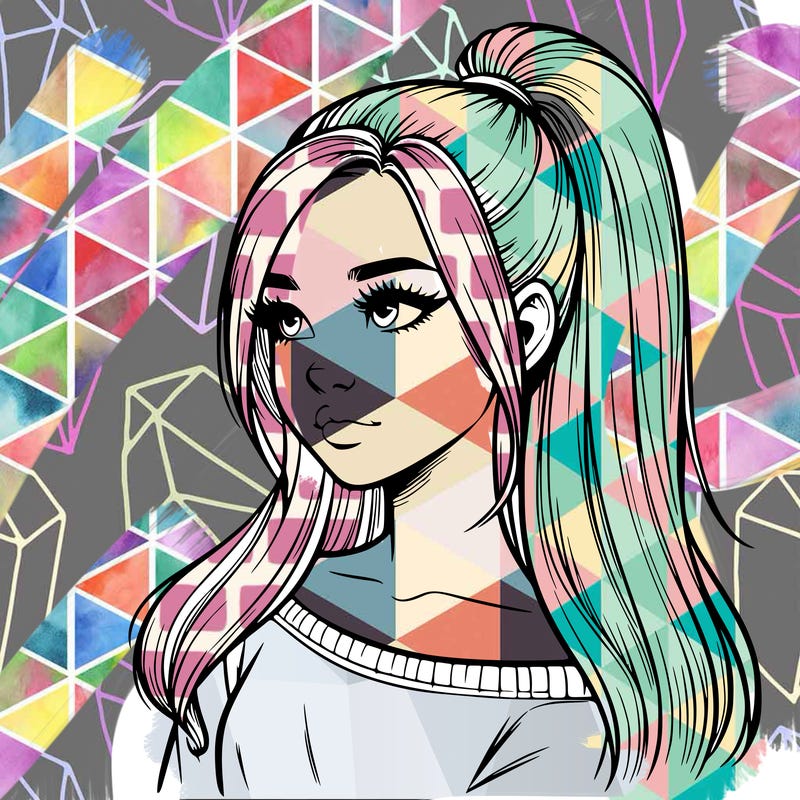 realistic girl with a high ponytail