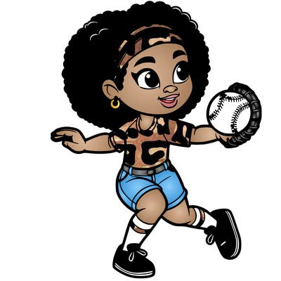 black girl playing softball