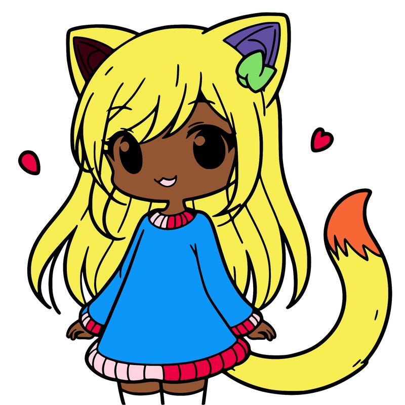 girl with cat ears and tail