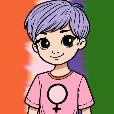 girl with pixie cut and feminist shirt