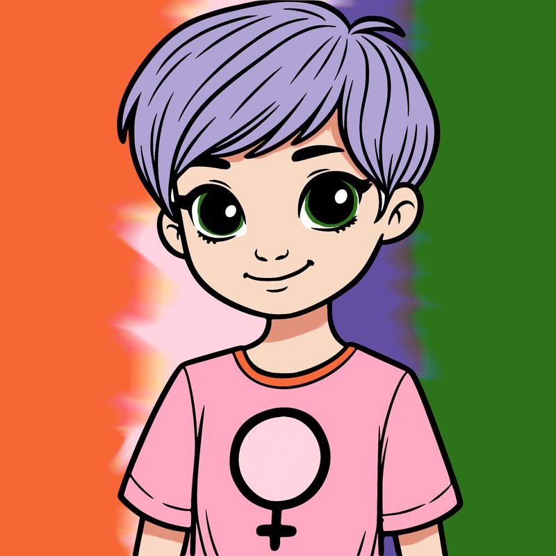 girl with pixie cut and feminist shirt