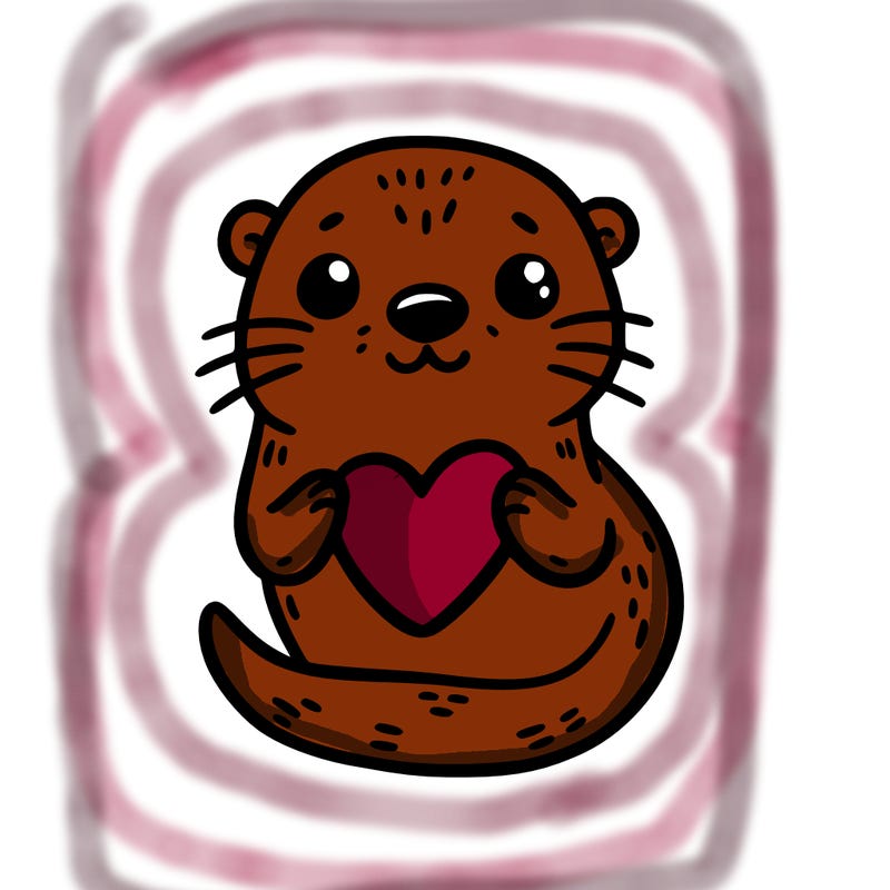 otter with a heart