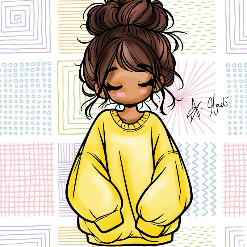 girl with baggy sweatshirt and messy bun
