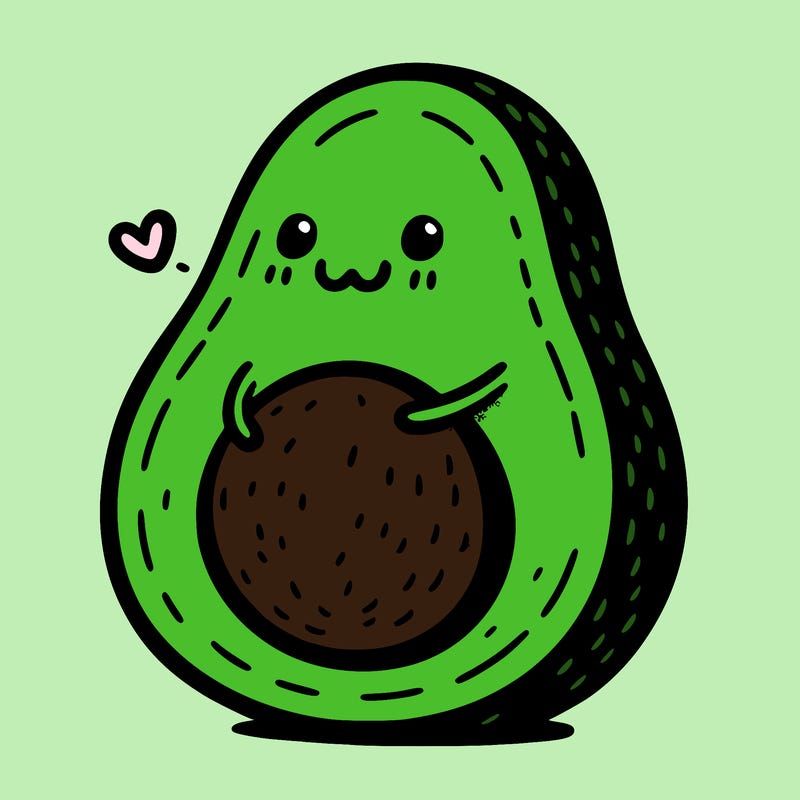 an avocado hugging an avocado