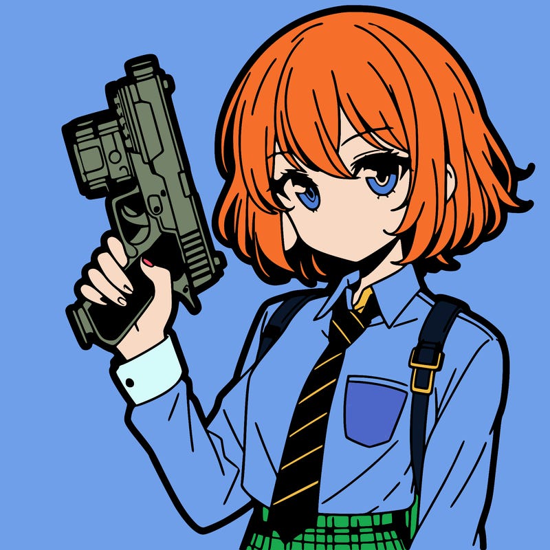 girl manga character with a gun