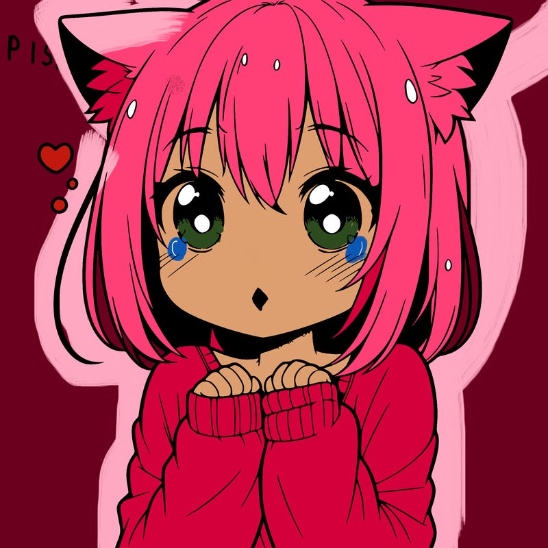 shy anime catgirl