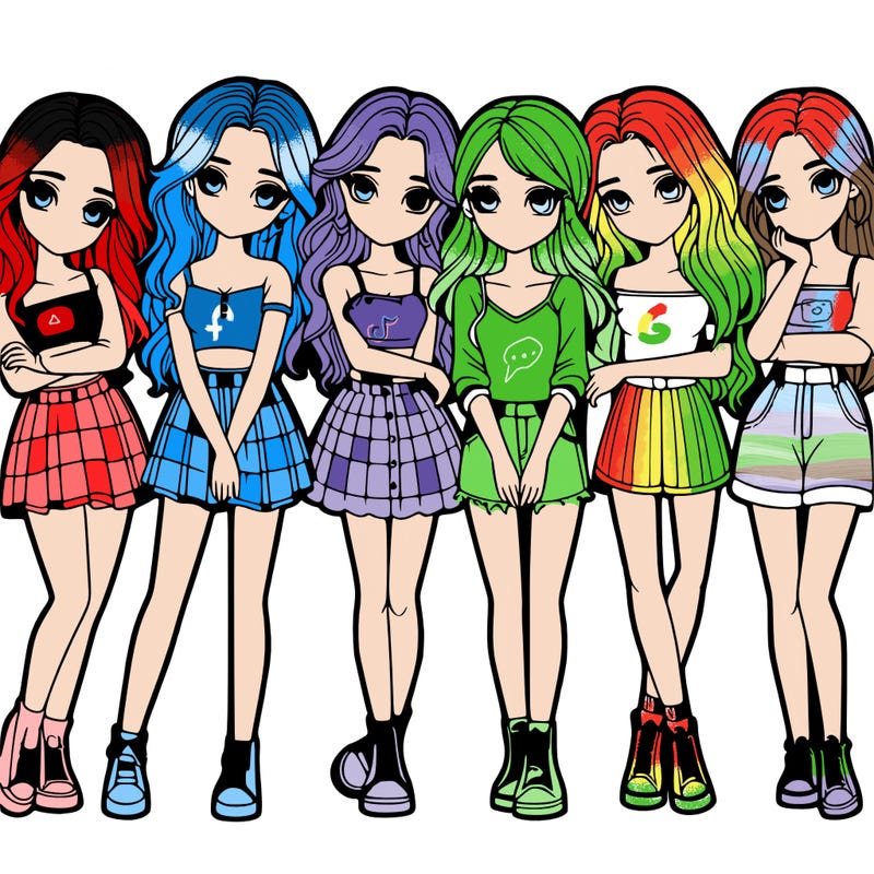 a group of girls realistic