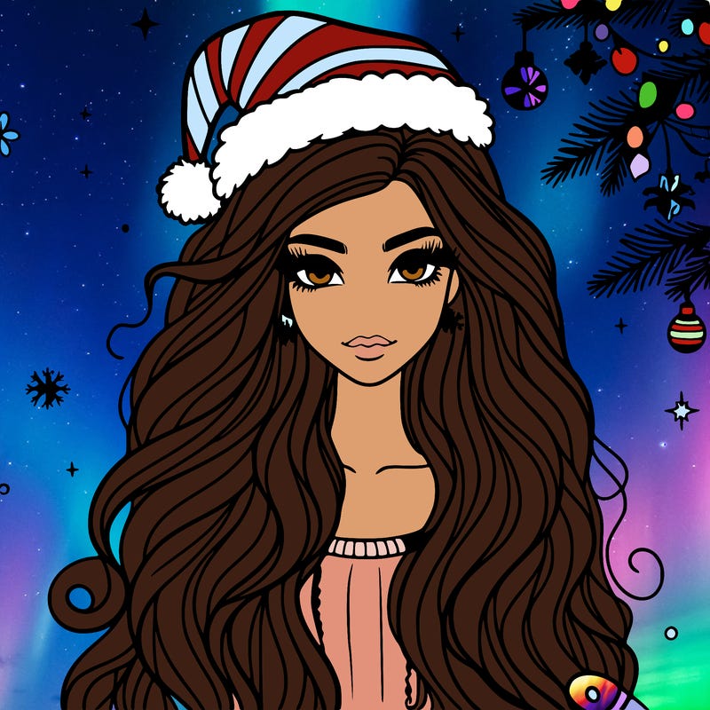 christmas fashionable female model and long hair