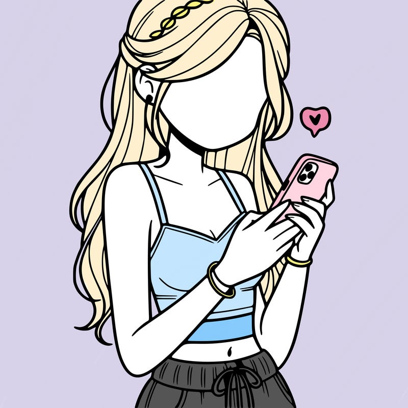 girl with crop top texting on her phone