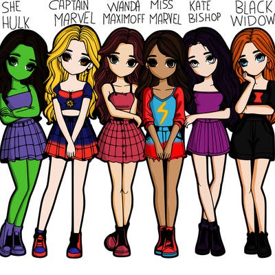 a group of girls realistic