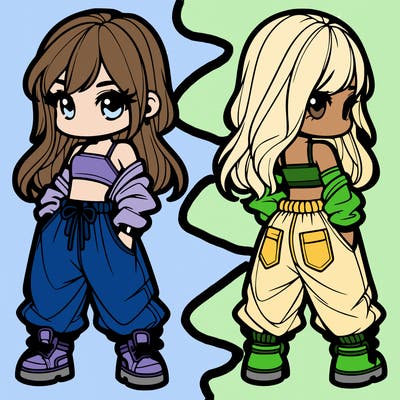 girl in crop top and baggy pants