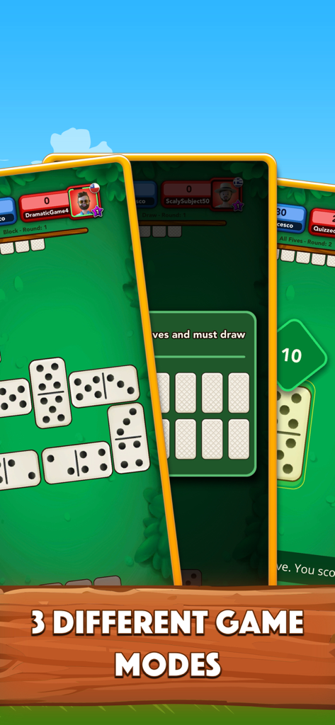 Dominoes Game - Domino Online - Three different domino game modes interface overview