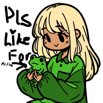 girl with long hair and a oversized shirt. and she is holding a frog