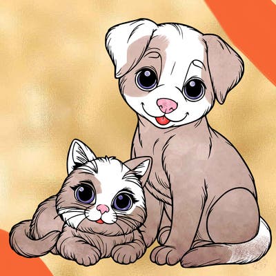 realistic cat and dog