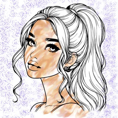 realistic girl with a ponytail on her hair and lips