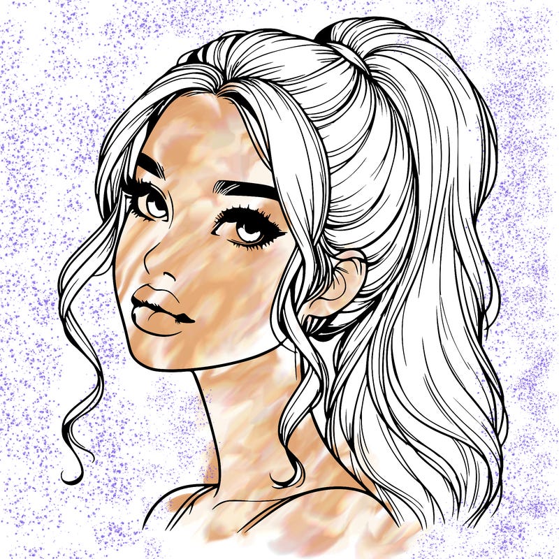 realistic girl with a ponytail on her hair and lips