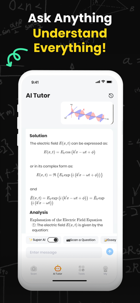 Uknow.AI: Homework&Math Solver - Uknow AI Tutor providing step by step physics problem analysis on a mobile device