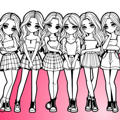 a group of girls realistic