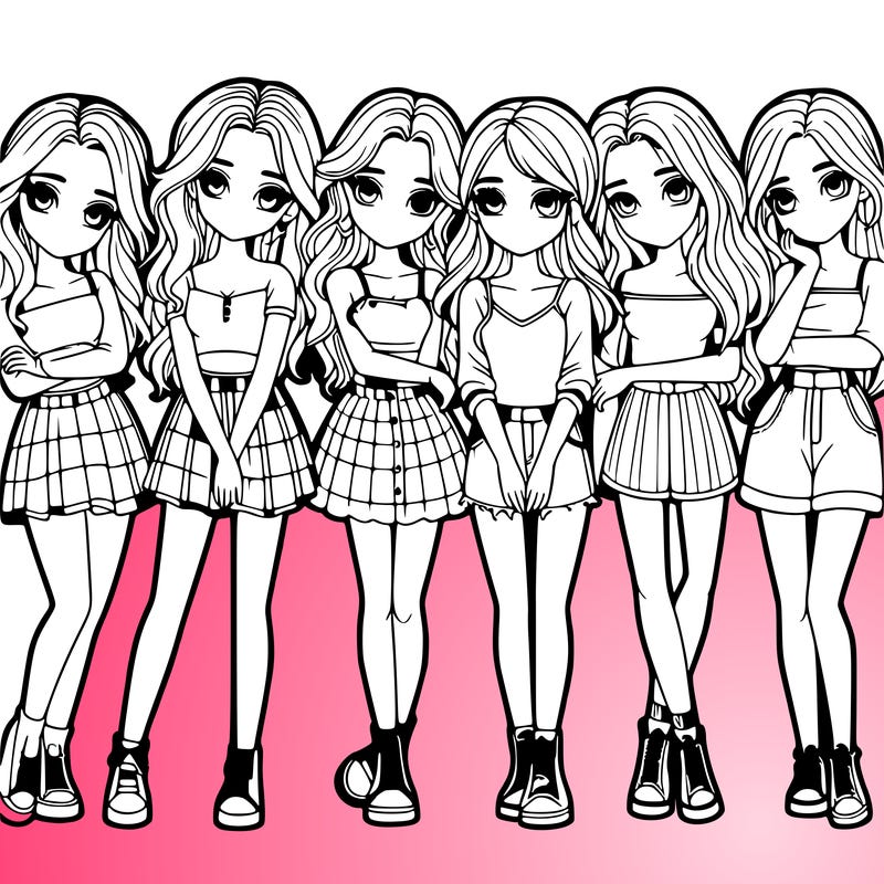 a group of girls realistic