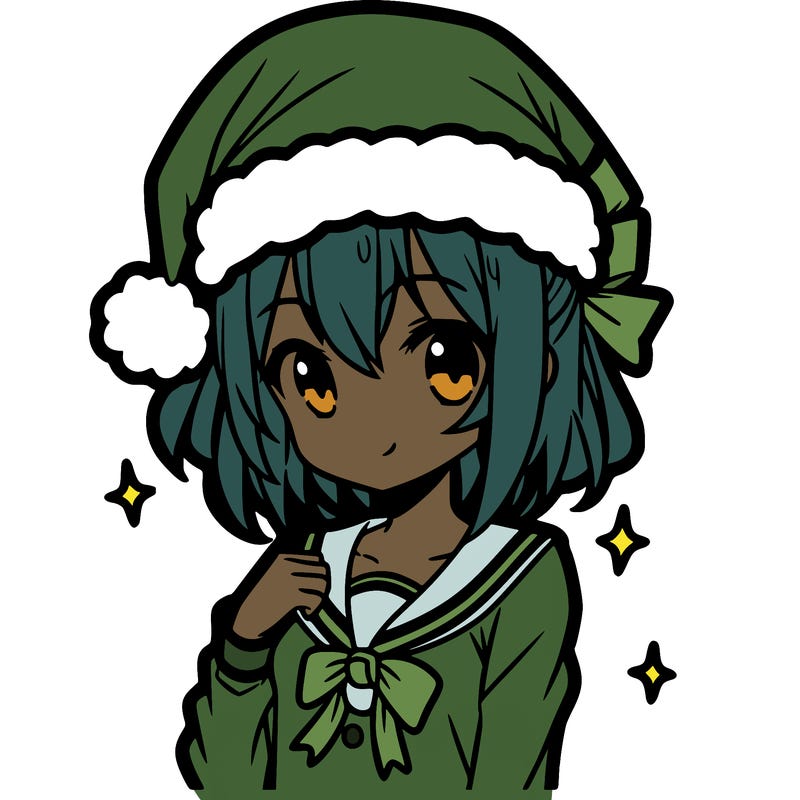 anime girl wearing a santa hat
