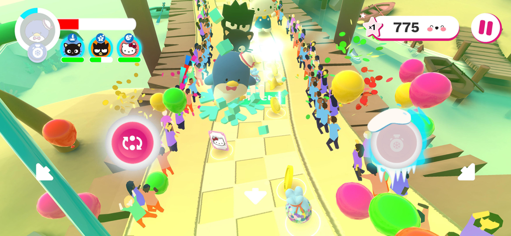 HELLO KITTY HAPPINESS PARADE - Hello Kitty Happiness Parade gameplay with Sanrio characters dancing in a colorful world.