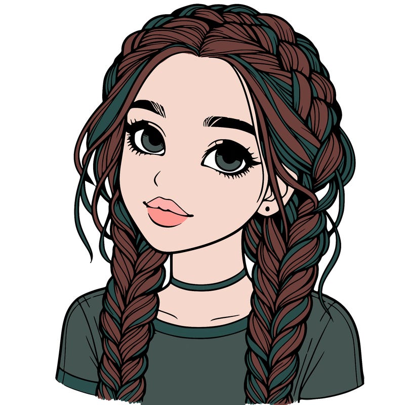 realistic girl with braids