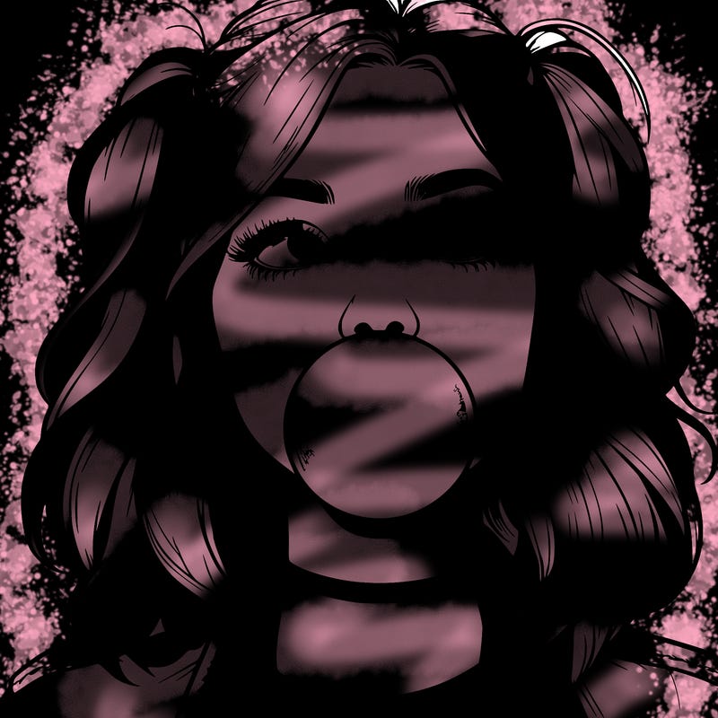 realististic girl blowing bubble -gum