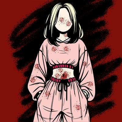 realistic girl faceless with baggy pants and a crop top