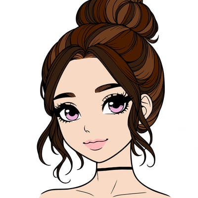 realistic pretty girl with hair in bun