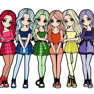 a group of girls realistic
