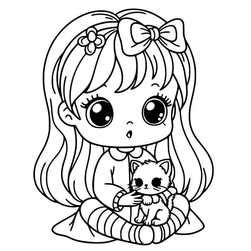 girl with kitten