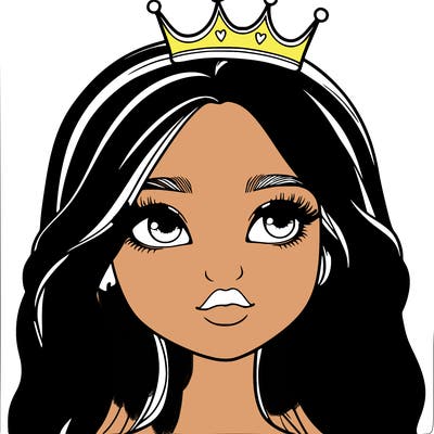 a realistic girl with a crown on
