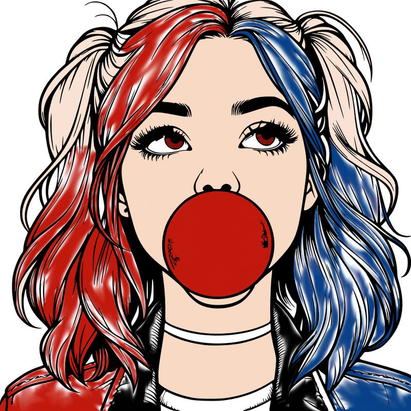 realististic girl blowing bubble -gum