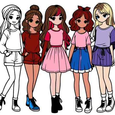 a group of five girls