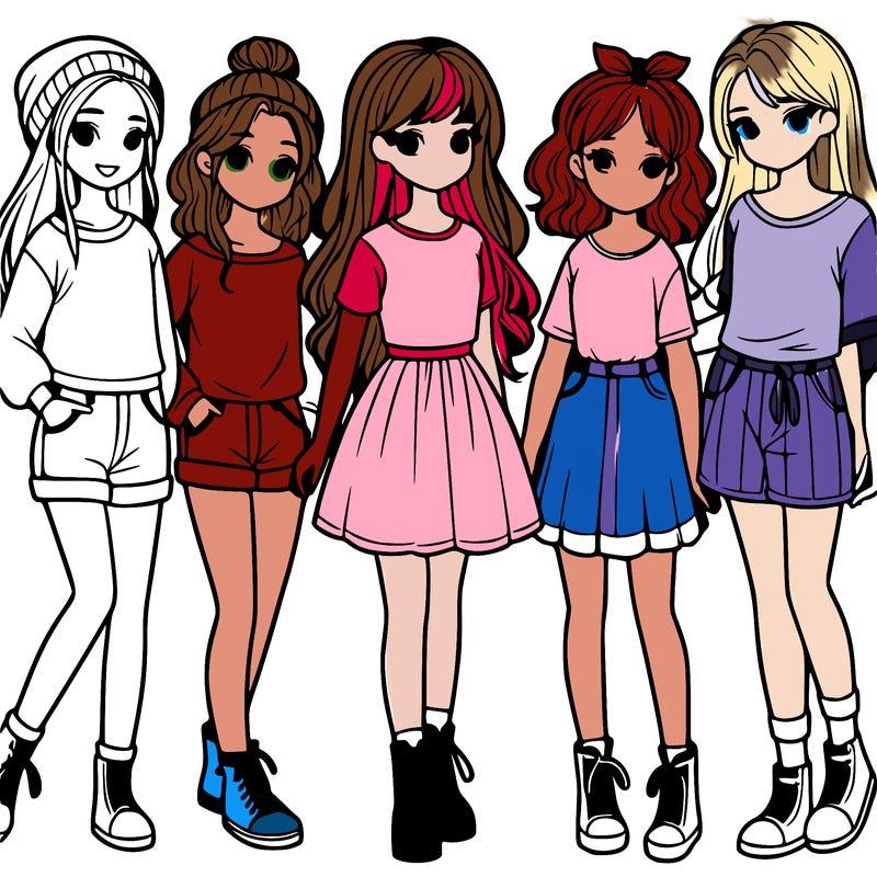 a group of five girls