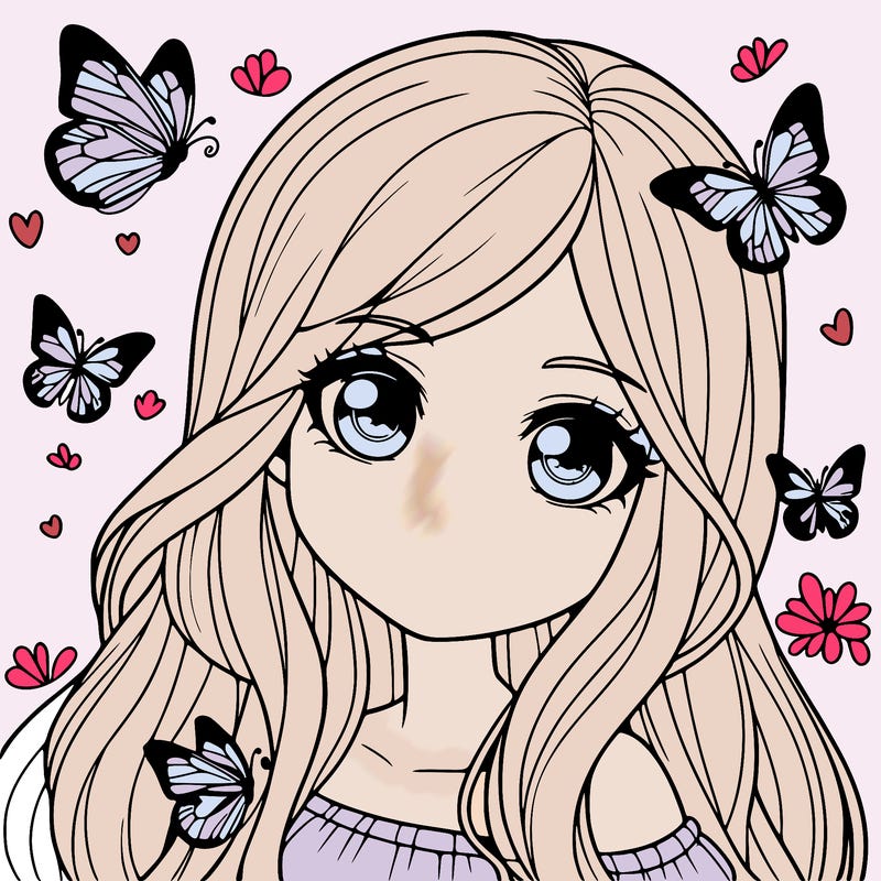 realistic girl with butterflies around her