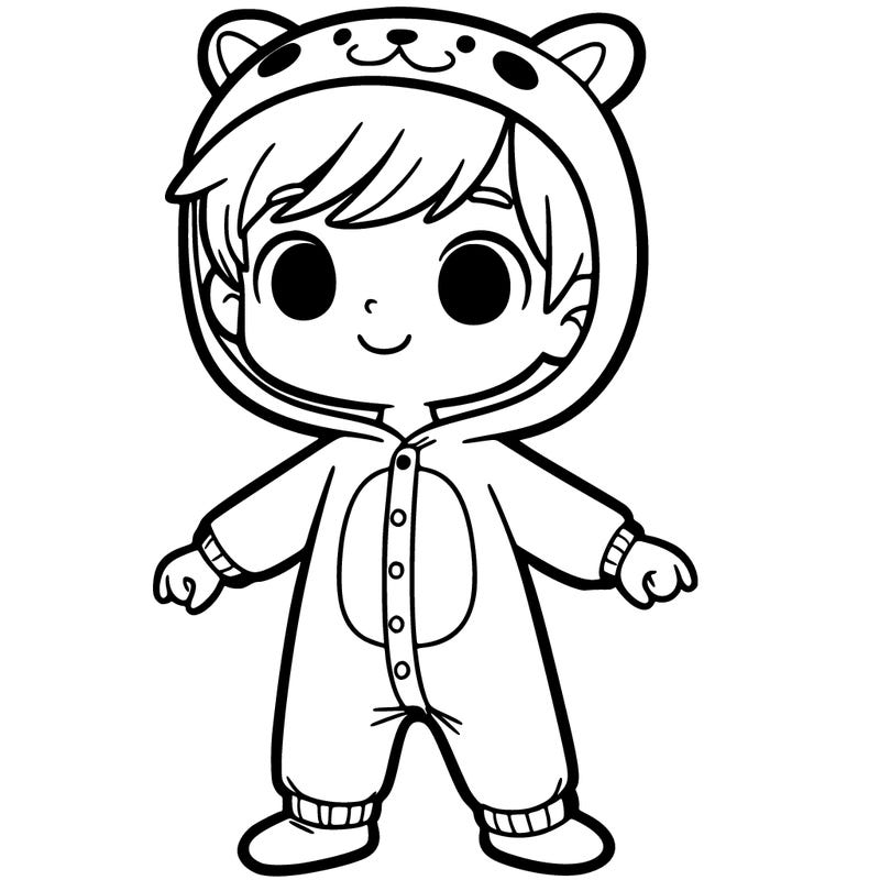 a boy in a onesie