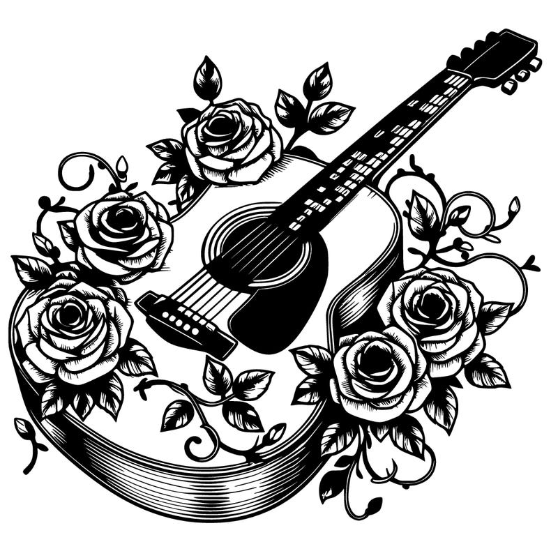 accustic guitar with roses