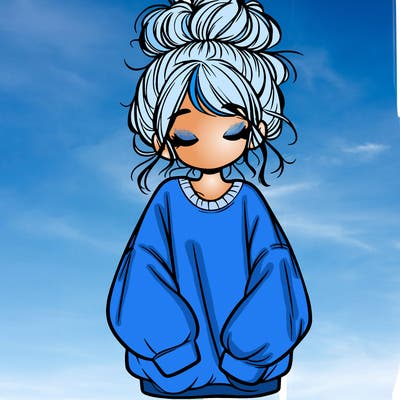 girl with baggy sweatshirt and messy bun