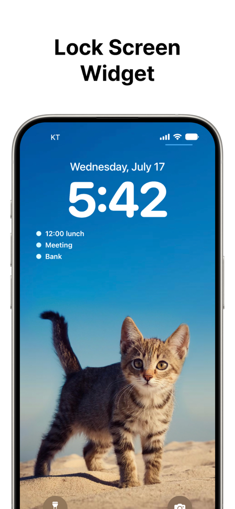 Planit - To-Do List & Calendar - Planit app lock screen widget showing a list of tasks on an iPhone