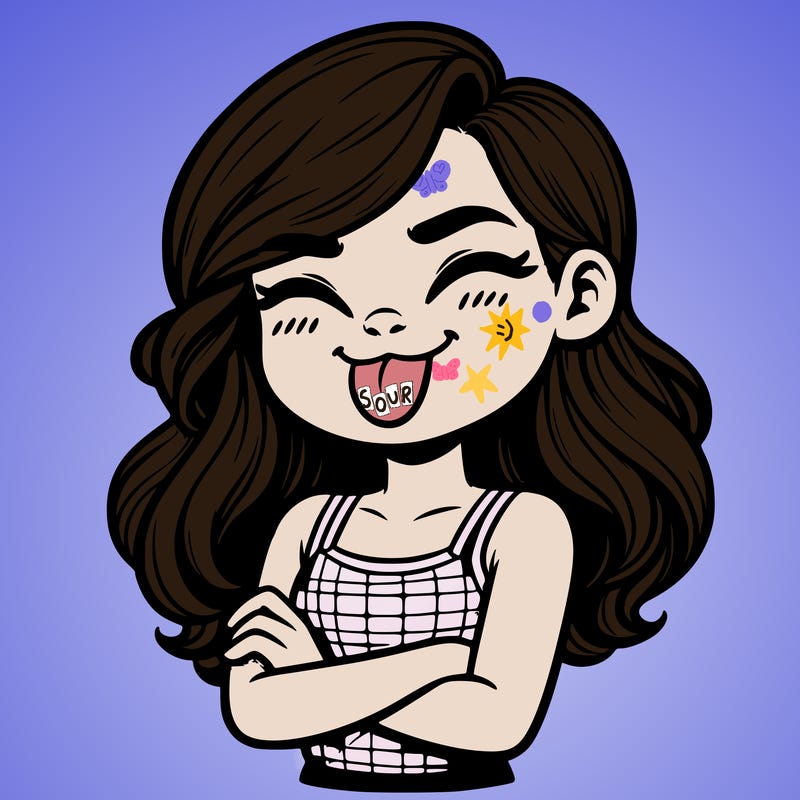 realistic girl crossing her arms and wearing a tank top with her tongue held out she has long hair