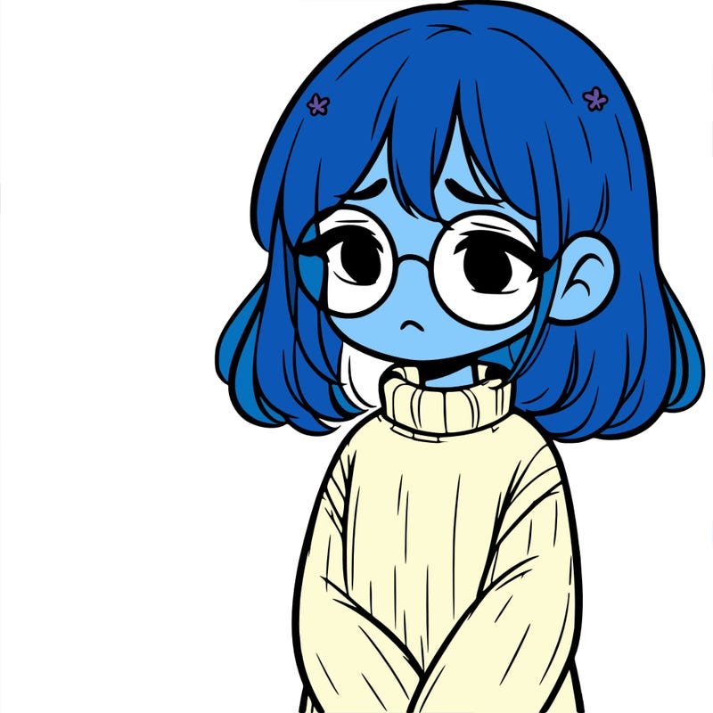 sad girl with glasses in a sweater
