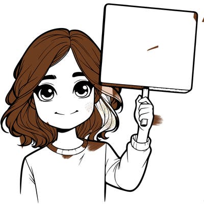 realistic girl holding up a sign