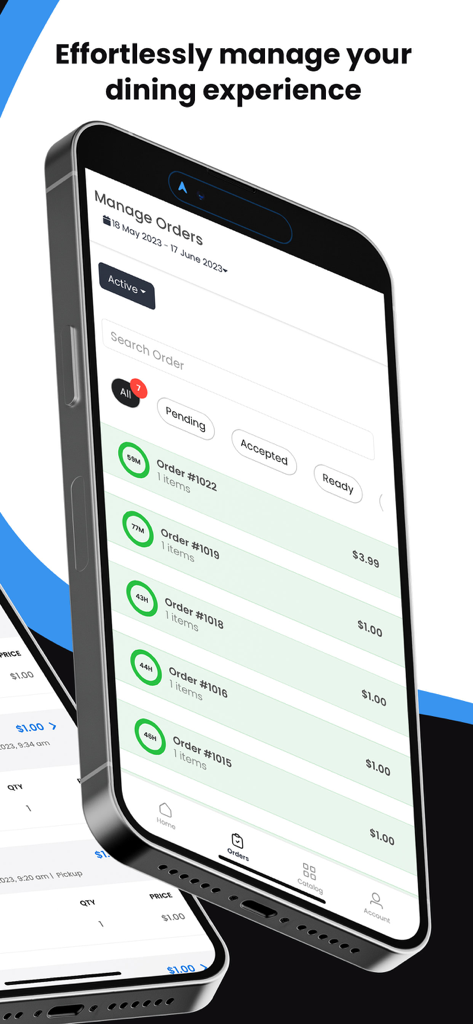 Aruba To You - Food Delivery - Aruba To You app manage orders screen showing active food delivery status