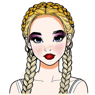 realistic girl with braids