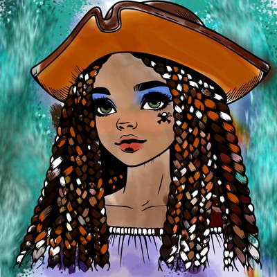 realistic girl with box braids and i realistic pirate hat