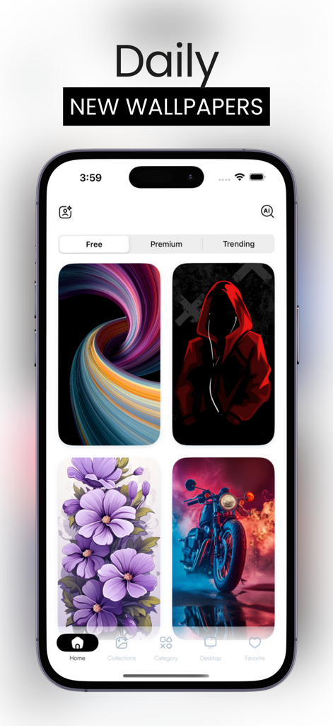Wallbyte: 4k Wallpapers - Wallbyte app interface showing daily new 4K wallpapers on an iPhone