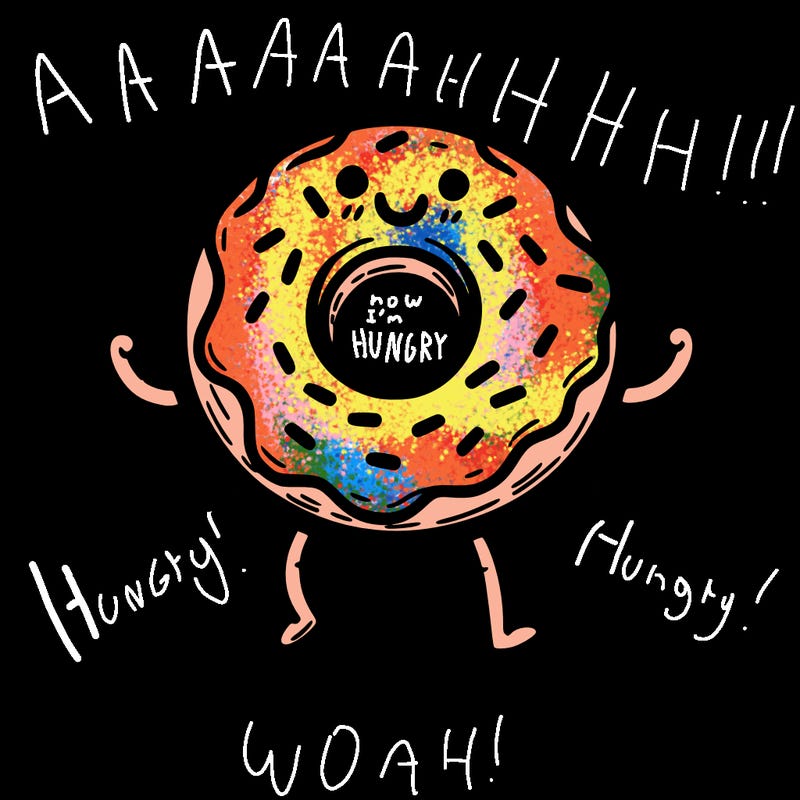 donut with stick legs and stick arms